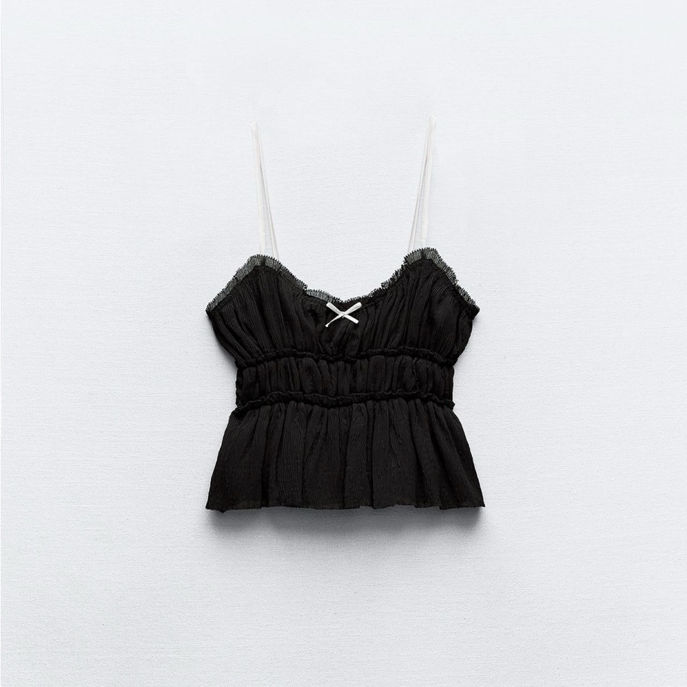 NWT ZARA little bow textured top